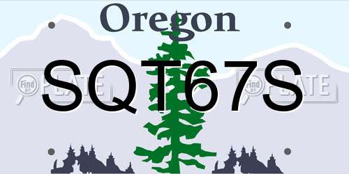 SQT67S Oregon License Plate
