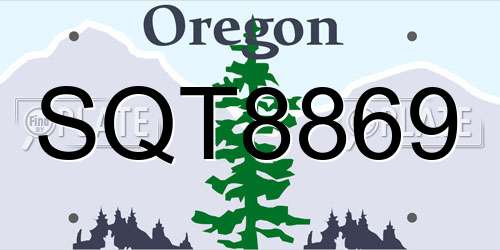 SQT8869 Oregon License Plate