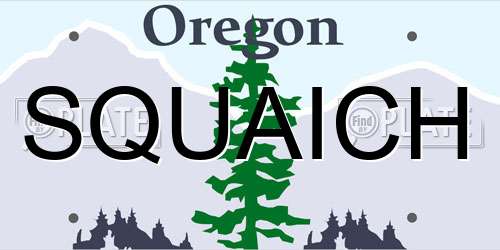 SQUAICH Oregon License Plate