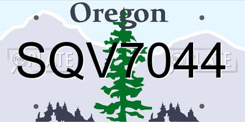 SQV7044 Oregon License Plate