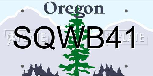 SQWB41 Oregon License Plate