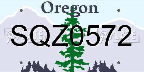 SQZ0572 Oregon License Plate