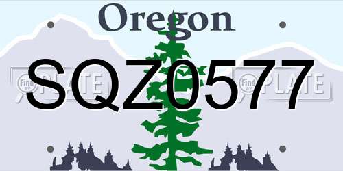 SQZ0577 Oregon License Plate