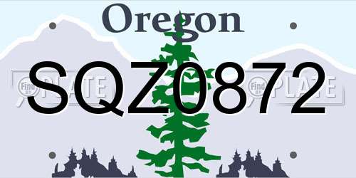 SQZ0872 Oregon License Plate