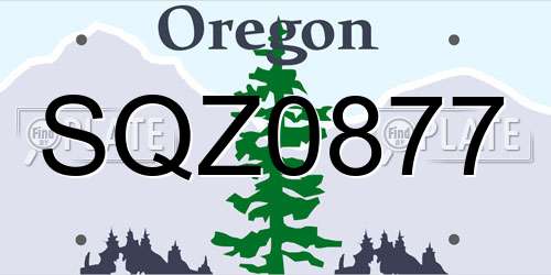 SQZ0877 Oregon License Plate
