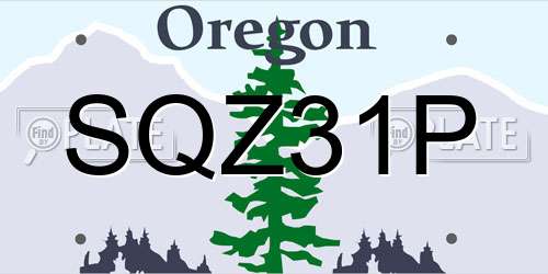 SQZ31P Oregon License Plate