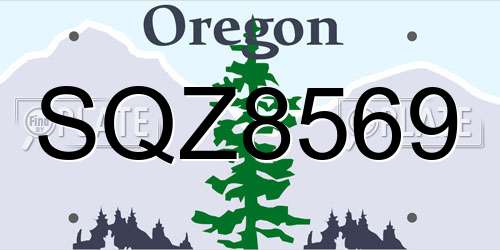 SQZ8569 Oregon License Plate