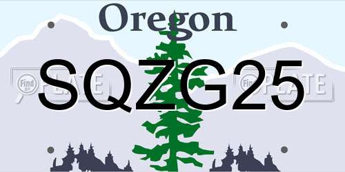 SQZG25 Oregon License Plate