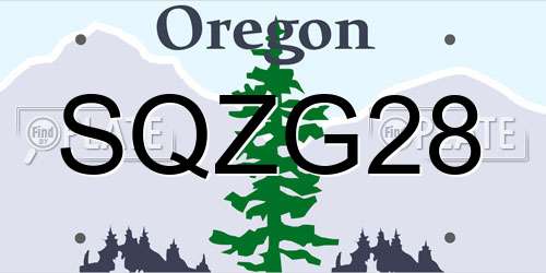 SQZG28 Oregon License Plate