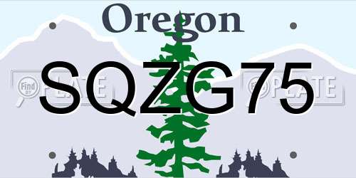 SQZG75 Oregon License Plate