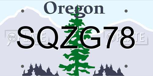 SQZG78 Oregon License Plate