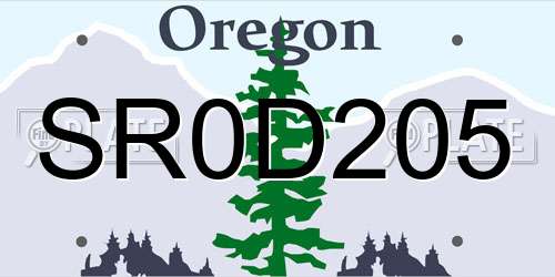 SR0D205 Oregon License Plate