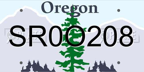 SR0O208 Oregon License Plate