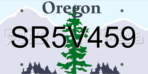SR5V459 Oregon License Plate