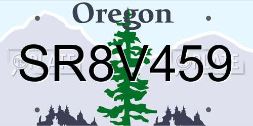 SR8V459 Oregon License Plate