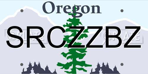 SRCZZBZ Oregon License Plate