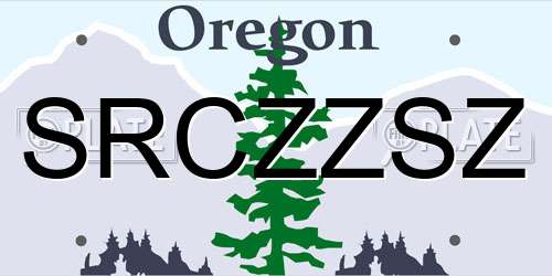 SRCZZSZ Oregon License Plate