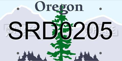 SRD0205 Oregon License Plate