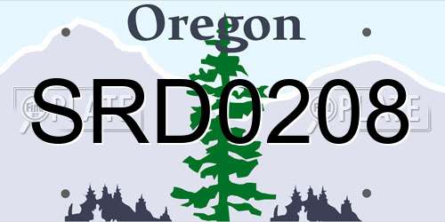 SRD0208 Oregon License Plate
