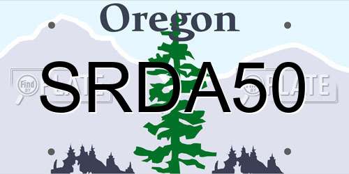 SRDA50 Oregon License Plate