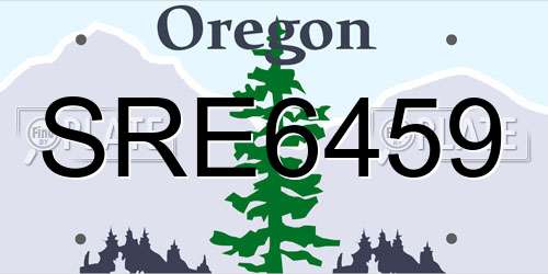 SRE6459 Oregon License Plate