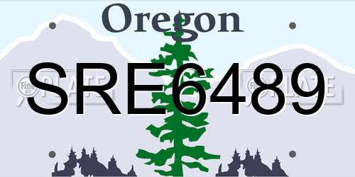 SRE6489 Oregon License Plate