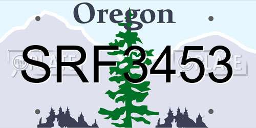 SRF3453 Oregon License Plate
