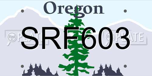 SRF603 Oregon License Plate