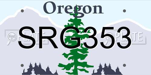 SRG353 Oregon License Plate