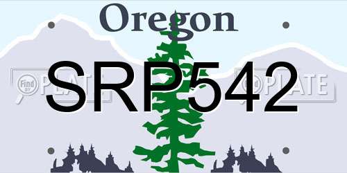 SRP542 Oregon License Plate