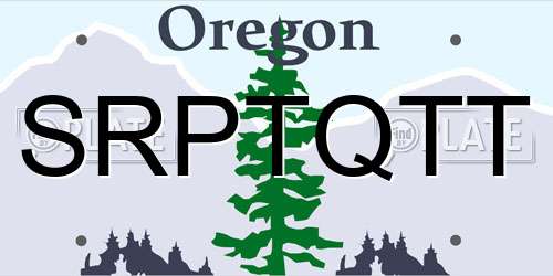 SRPTQTT Oregon License Plate