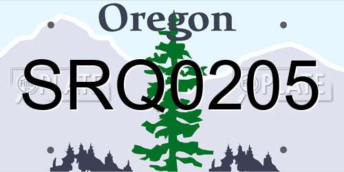 SRQ0205 Oregon License Plate