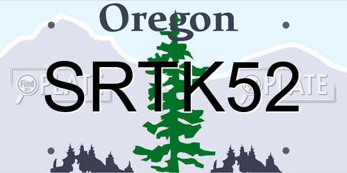 SRTK52 Oregon License Plate