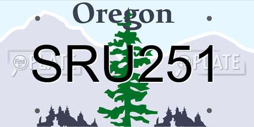 SRU251 Oregon License Plate