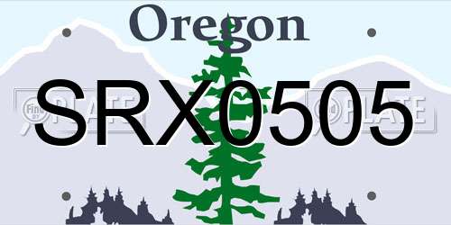 SRX0505 Oregon License Plate