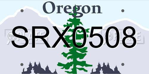 SRX0508 Oregon License Plate