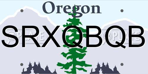 SRXQBQB Oregon License Plate