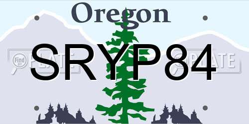 SRYP84 Oregon License Plate