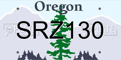 SRZ130 Oregon License Plate