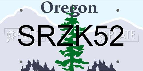 SRZK52 Oregon License Plate