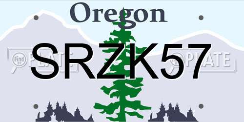 SRZK57 Oregon License Plate