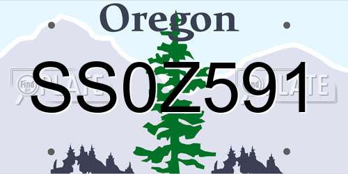 SS0Z591 Oregon License Plate