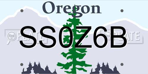 SS0Z6B Oregon License Plate