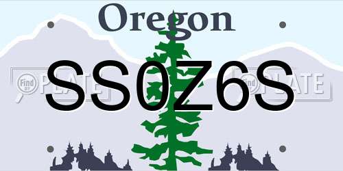 SS0Z6S Oregon License Plate