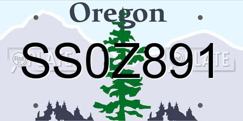 SS0Z891 Oregon License Plate