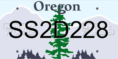 SS2D228 Oregon License Plate