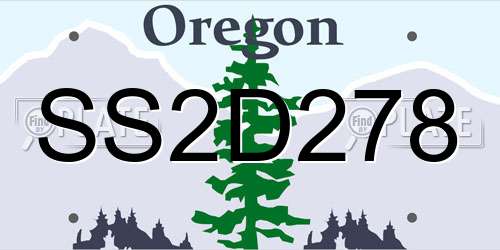SS2D278 Oregon License Plate
