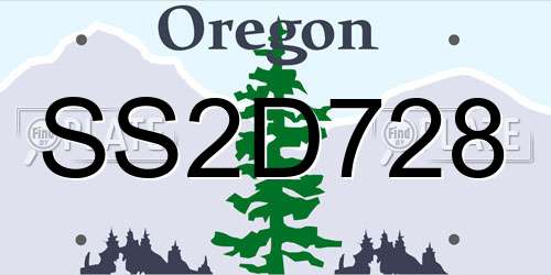 SS2D728 Oregon License Plate