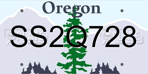 SS2Q728 Oregon License Plate