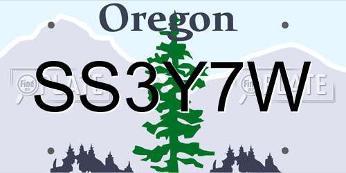 SS3Y7W Oregon License Plate